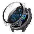 Transparent protective case for Garmin Forerunner 965 smartwatch, designed to shield and enhance the watch's appearance.
