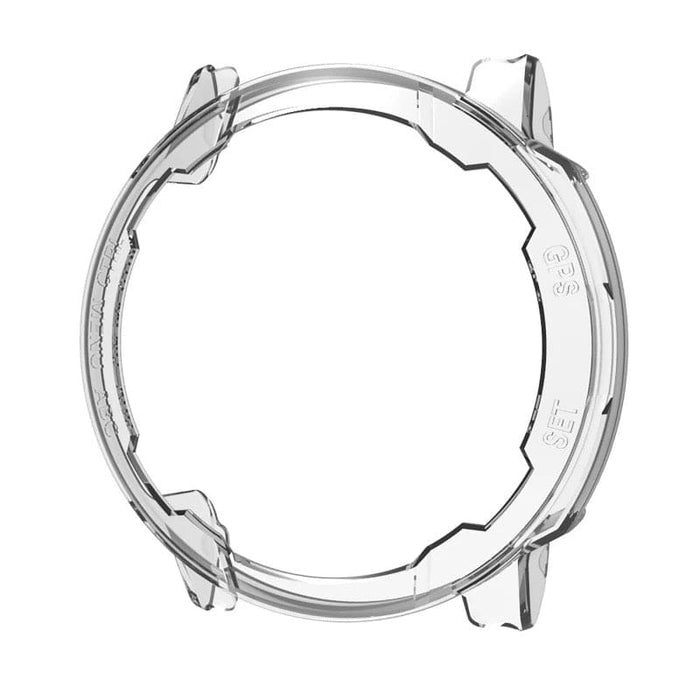 Clear protective case for Garmin Instinct 2S Series watch, showcasing silver watch face and durable watch case.