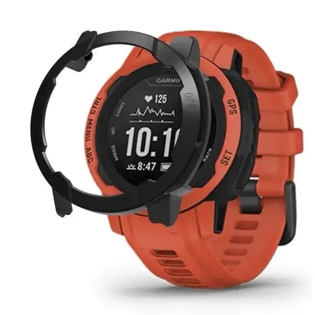 Black Habicare protective watch case for Garmin Instinct 2S Series, offering durable protection for the smartwatch.