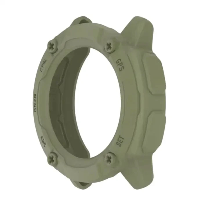 Green Habicare protective case for Garmin Instinct 2X Solar Series watch, providing durable coverage and protection.