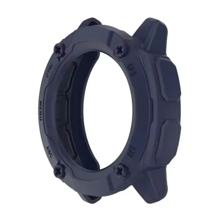 Navy protective watch case for Garmin Instinct 2X Solar Series by Habicare, designed to shield the watch.