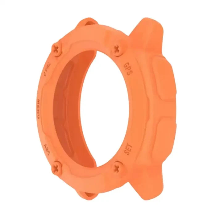 Orange Habicare protective case for Garmin Instinct 2X Solar Series watch, made of durable material for added protection.