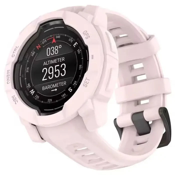 Pink Habicare protective case for Garmin Instinct 3 (45mm) watch, designed to safeguard the watch with a durable cover.
