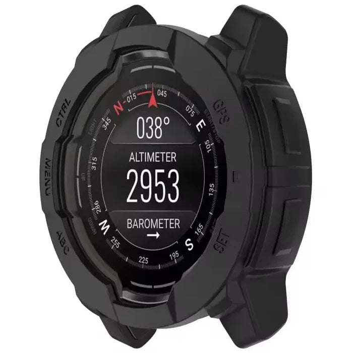 Black Habicare protective case for Garmin Instinct 3 (50mm) watch, providing durable protection for the smartwatch.