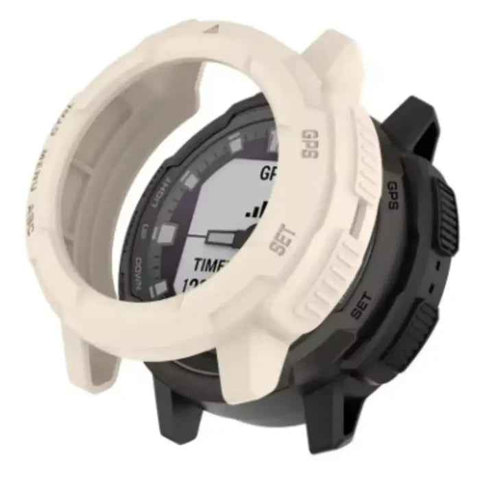 Clear protective case for Garmin Instinct Crossover watch by Habicare, shown fitted over the watch in the image.