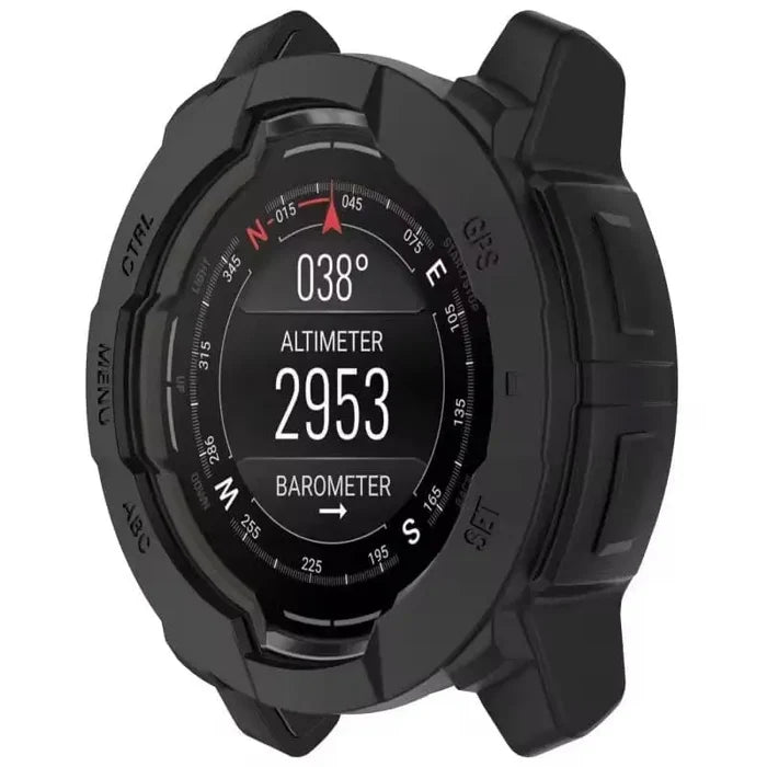 Black Habicare protective case for Garmin Instinct E 40mm smartwatch, providing durable coverage and protection.