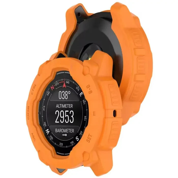 Orange Habicare protective case for Garmin Instinct E (40mm) watch, providing durable cover and screen protection.
