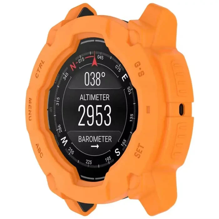 Orange Habicare protective case for Garmin Instinct E 40mm watch, designed to safeguard the watch from scratches and impacts.