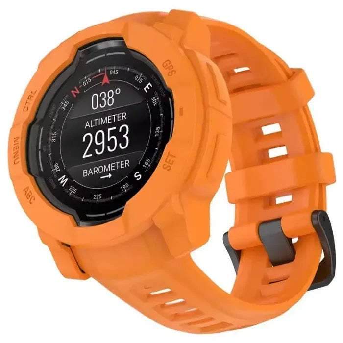 Orange Habicare protective watch case for Garmin Instinct E 40mm, designed to safeguard the watch with a durable cover.