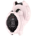 Pink Habicare protective case for Garmin Instinct E 45mm watch, showing a close-up of the durable watch cover on the device.