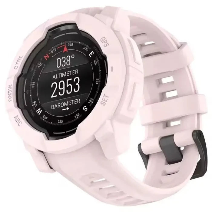Pink Habicare protective case for Garmin Instinct E 45mm watch, providing durable coverage and style.