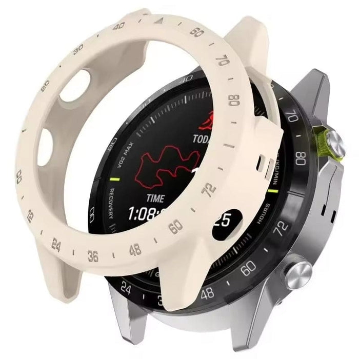 Ivory protective watch case for Garmin MARQ series, designed to safeguard smartwatch bezel and body.