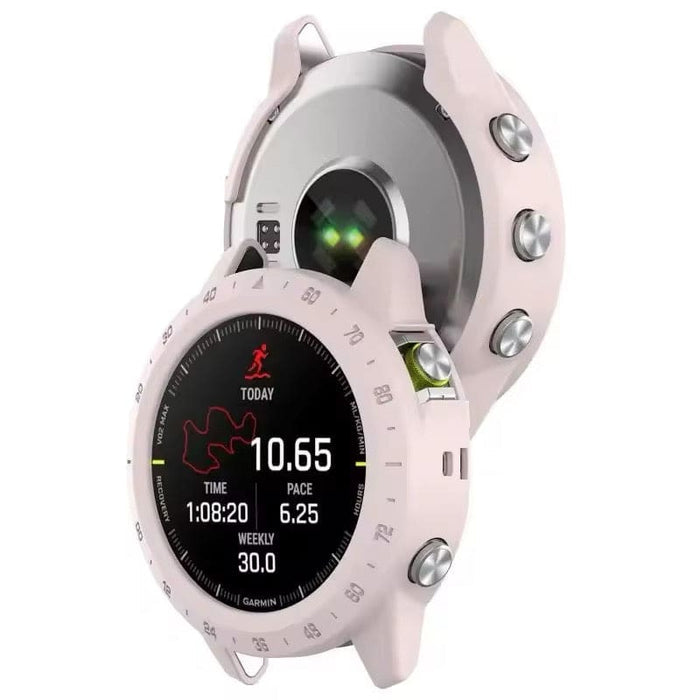 Pink protective case for Garmin MARQ Series smartwatch, designed to shield the watch from scratches and impacts.