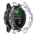 Clear protective case for Garmin quatix 5 watch, made by That Watch Shop, showcasing a transparent watch cover on the device.