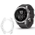 Clear protective case for Garmin Quatix 7 watch, durable and transparent, designed to safeguard the watch from scratches and impacts.