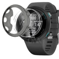 Black protective watch case for Garmin Swim, designed to secure and shield the Garmin Swim watch.