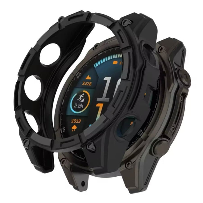 Black protective case for Garmin Tactix 8 47mm smartwatch, rugged and durable, designed to safeguard the watch.