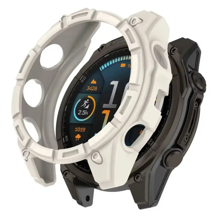 Ivory protective case for Garmin Tactix 8 51mm watch by Habicare, showcasing the durable watch cover on a Garmin Tactix 8.