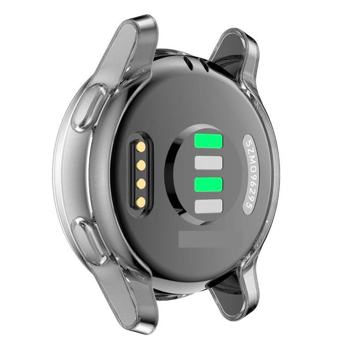 Clear protective watch case for Garmin Venu 2, transparent cover from That Watch Shop, fits snugly around the smartwatch.