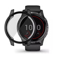 Black protective case for Garmin Venu 2S watch, durable silicone cover showcasing the smartwatch with secure fit and stylish design.