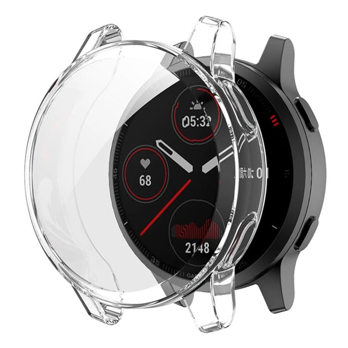 Clear protective case for Garmin Venu 2S watch, designed to shield and showcase the smartwatch's design.