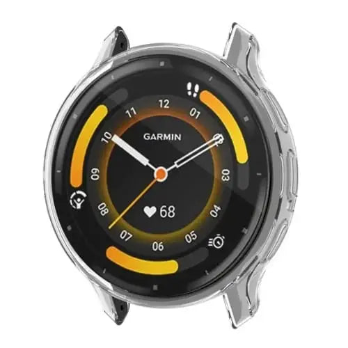 Clear Habicare protective case for Garmin Venu 3 watch, showcasing a transparent cover fitted on the smartwatch.