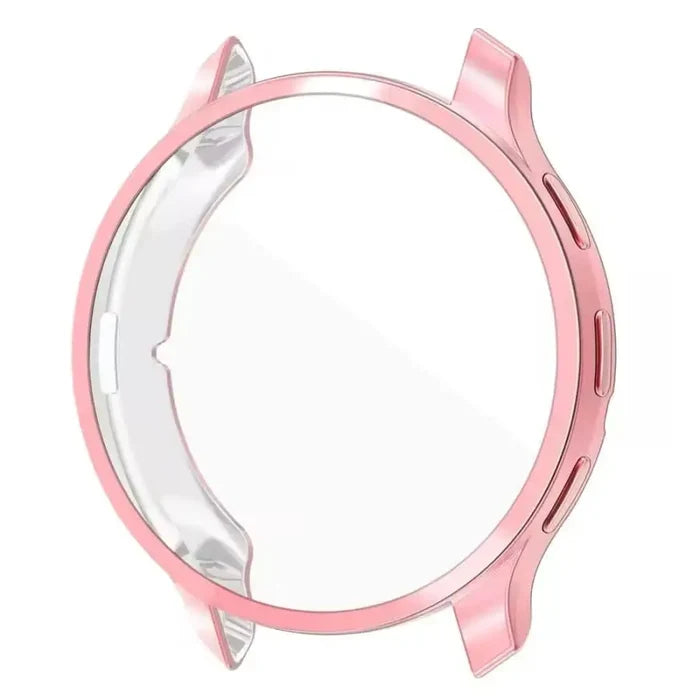 Pink Habicare protective case for Garmin Venu 3 watch, showing a snug fit and durable material.