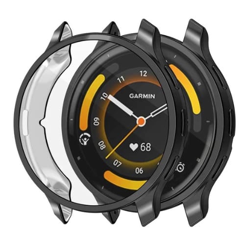 Black protective watch case for Garmin Venu 3S, designed to shield and secure the smartwatch from scratches and impacts.