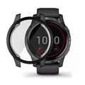Black protective case for Garmin Venu watch by Habicare, showing the durable plastic cover on the smartwatch.