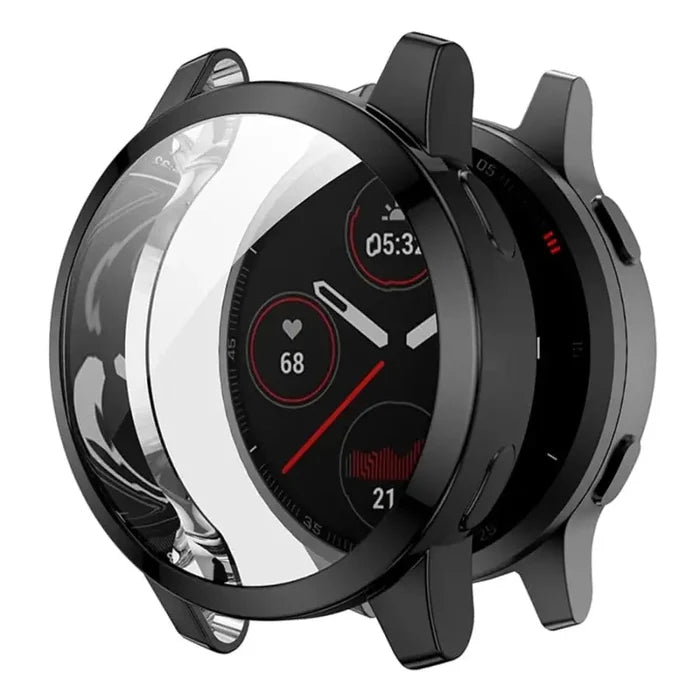 Black Habicare protective case for Garmin Venu watch, designed to safeguard the device with a sleek, durable cover.