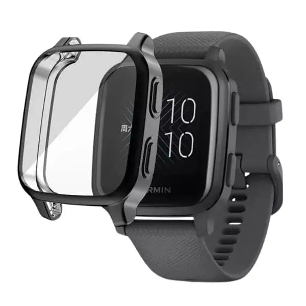 Black Habicare protective case for Garmin Venu Sq 2 Series smartwatch, provides durable coverage and scratch resistance.