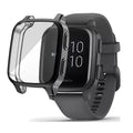 Black Habicare protective case for Garmin Venu Sq Series watch, covering the screen and edges for durable protection.