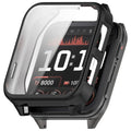 Black Garmin Venu X1 watch screen protector in clear plastic case, designed for protection and durability.
