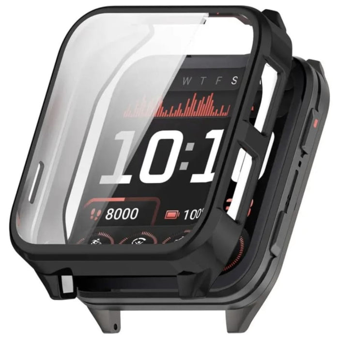 Black Garmin Venu X1 watch screen protector in clear plastic case, designed for protection and durability.