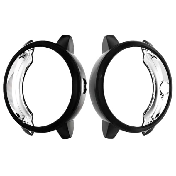Black protective case for Garmin Vivoactive 3 watch, made by That Watch Shop, shown fitted on the device.
