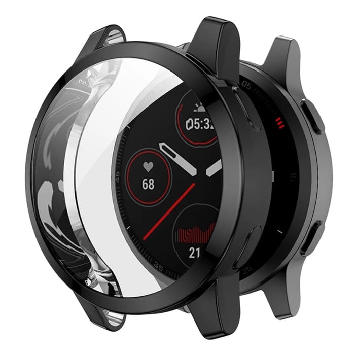 Black protective watch case for Garmin Vivoactive 4S, designed to safeguard the smartwatch from scratches and impacts.