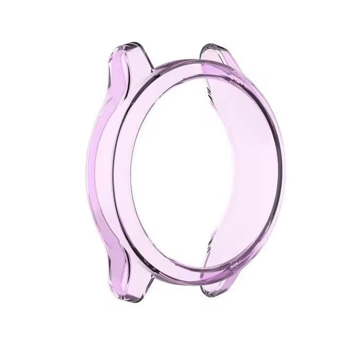 Transparent purple protective watch case for Garmin Vivomove Trend, designed to safeguard the smartwatch.
