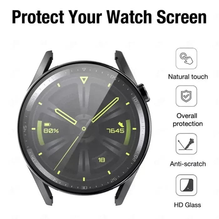 Black Habicare protective case for Huawei GT 2 46mm smartwatch, made of durable material, fits snugly around the watch.