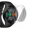 Clear protective case for Huawei GT 2e Sport smartwatch, designed to shield the black watch face and screen.