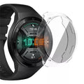 Clear Habicare protective case for Huawei GT 2e Sport watch, showcasing transparent impact-resistant cover on the watch face.