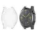 Clear protective watch case for Huawei GT 42mm, showing the transparent design and snug fit on the smartwatch.