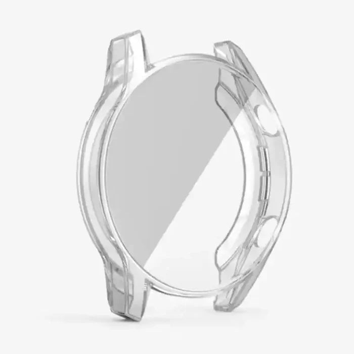 Clear protective case for Huawei GT 42mm smartwatch by Habicare, showing the transparent cover fitting around the watch.