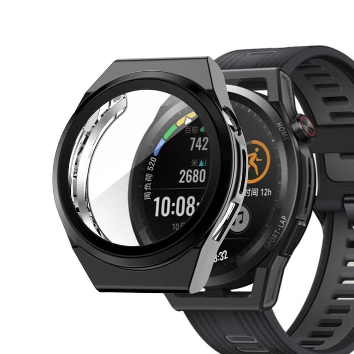Black protective case for Huawei GT Runner smartwatch, designed to shield the watch from scratches and impacts.