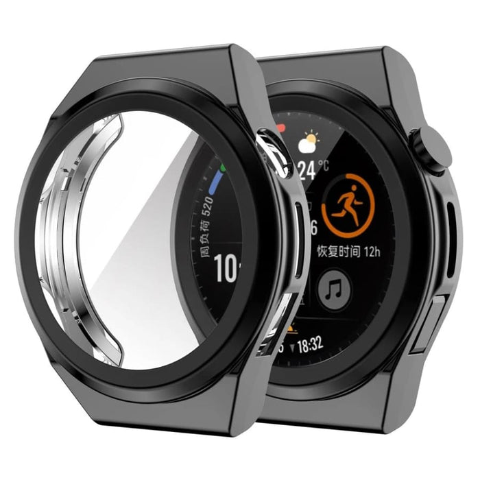 Black protective watch case for Huawei GT Runner, made by That Watch Shop, designed to safeguard the smartwatch.