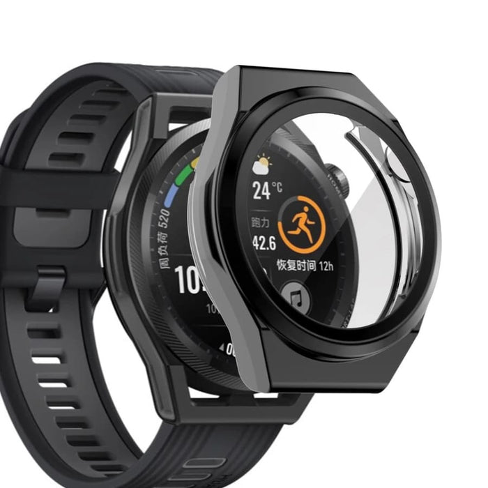 Black protective case for Huawei GT Runner smartwatch, designed to safeguard the device from scratches and impacts.