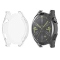 Clear Habicare protective case for Huawei GT3 42mm smartwatch, showcasing transparent design and snug fit for the watch.