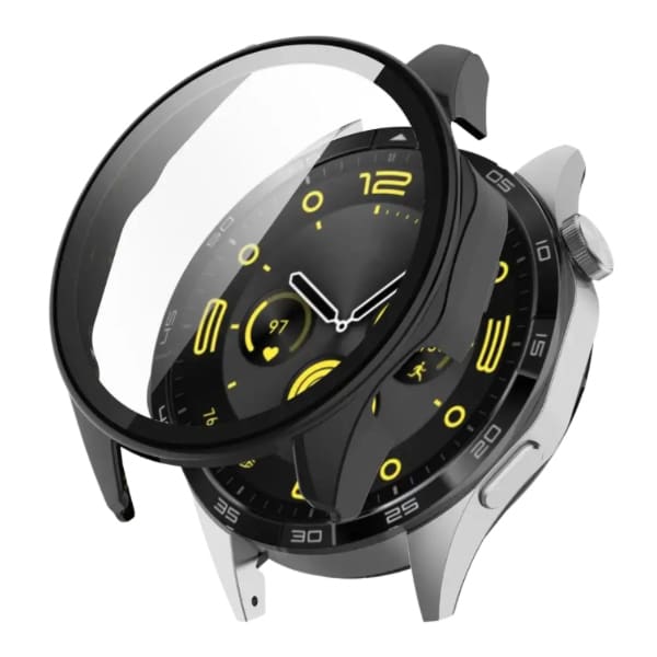 Black protective watch case for Huawei GT4 46mm, designed to fit and safeguard the smartwatch.