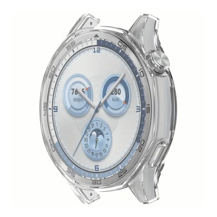 Clear protective case for Huawei GT5 Pro 46mm watch, made by That Watch Shop, shown on the watch in the image.