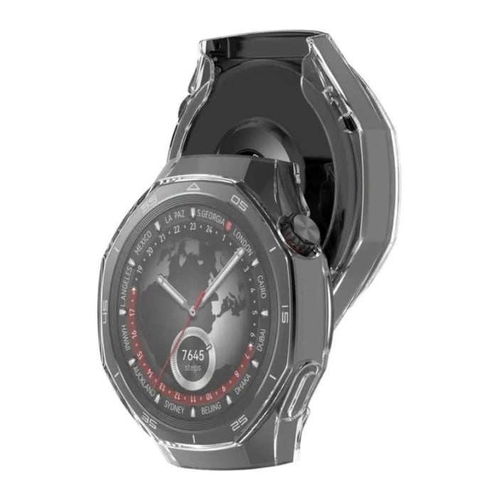 Clear protective watch case for Huawei GT5 Pro 46mm, made of transparent material, fits snugly over the smartwatch.