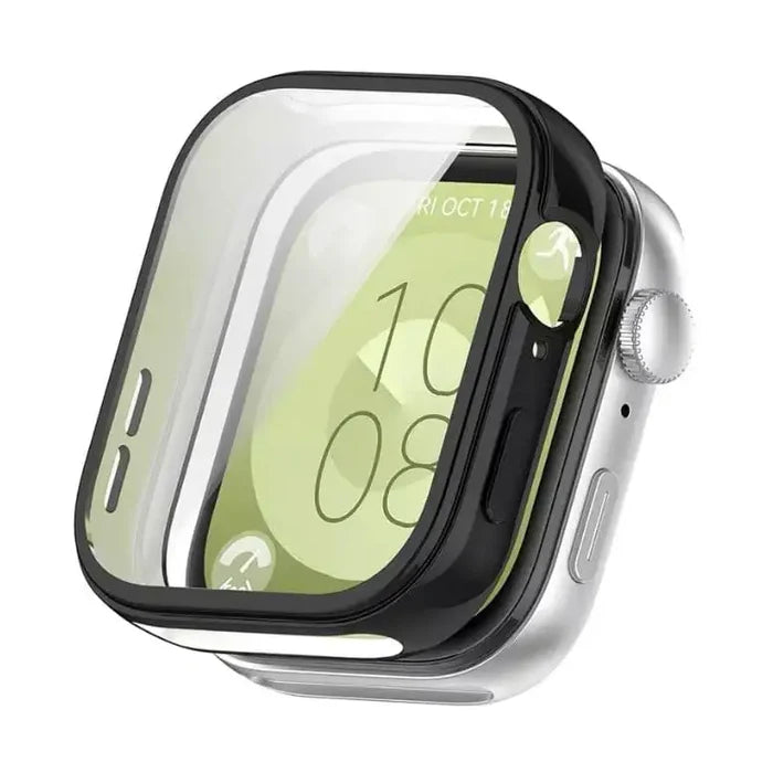 Black Habicare protective case for Huawei Watch Fit 3, offers durable coverage and style for your smartwatch.